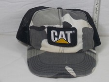 Vintage Tonkin Brand Made in USA CAT Caterpillar patch gray Camo Snap back Hat