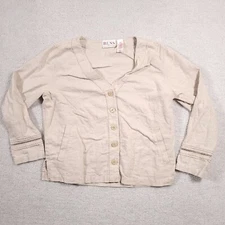 RUSS Liz Claiborne Linen Button Front Cardigan Blazer Women's Medium 8/10 Shirt