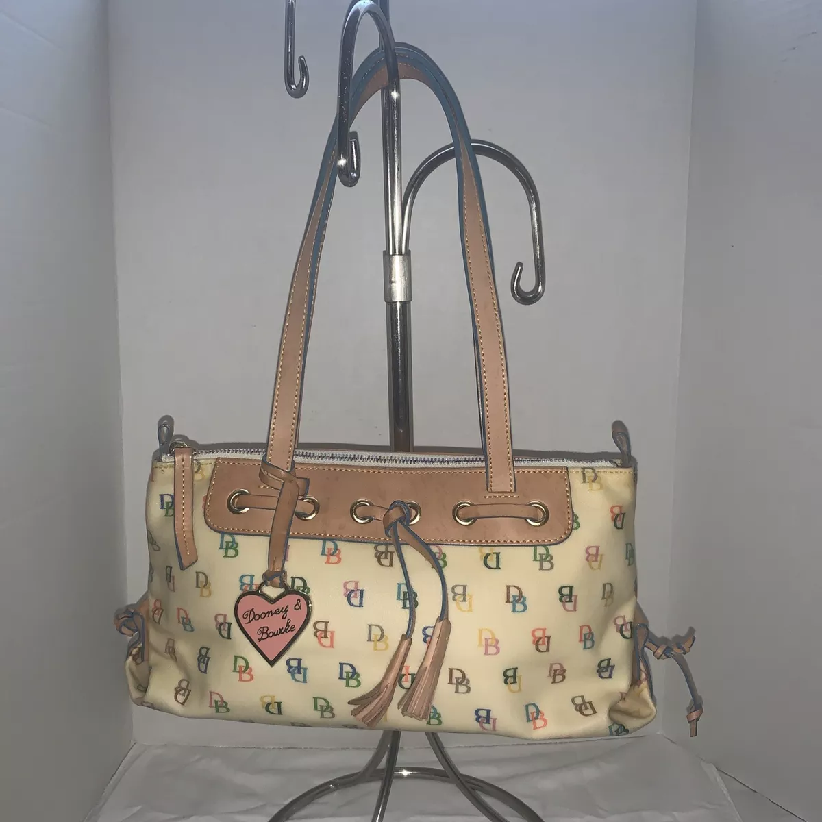 Dooney And Bourke Light Blue Logo Mini Bag Purse Rainbow Purse Heart  D&B Charm