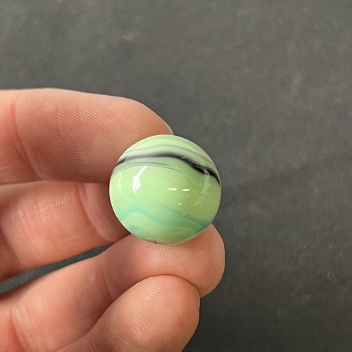Vintage Glass Art Swirl Marble .6” Akro Agate Jabo Peltier Sea Green Brown - Picture 8 of 8