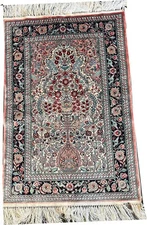A Vintage 100% 2' x 3' Chinese 400 KPSI Silk Mat Rug $225.00