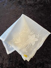 Vintage FRANSHAW EXCLUSIVE Hankie w/ Orig Tag Sheer White Floral NOS