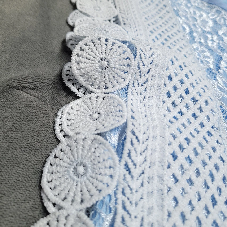 Blusa sin mangas de encaje floral de colección hecha a mano? Blue Hippie Festival Bohemio Foto 4 de 4