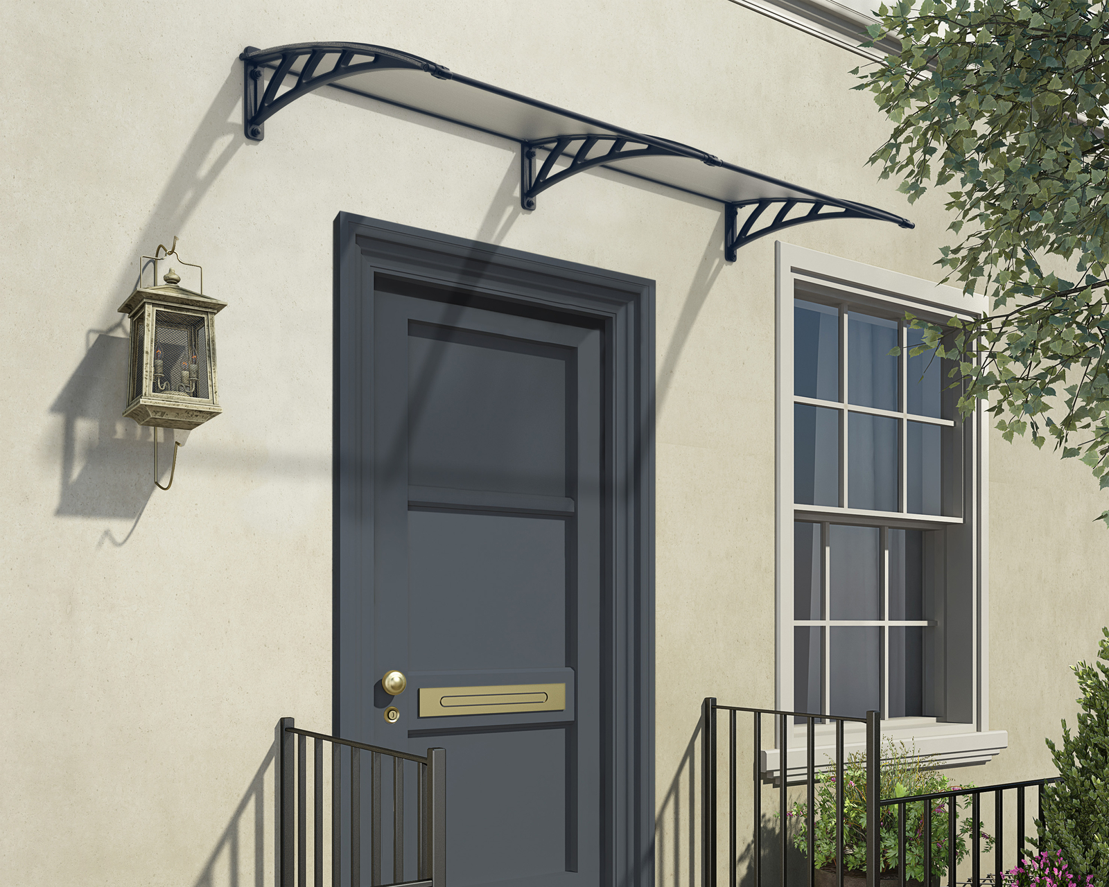Palram Canopia Neo 2360 Twinwal Grey Door Awning - 238cm - Image 2