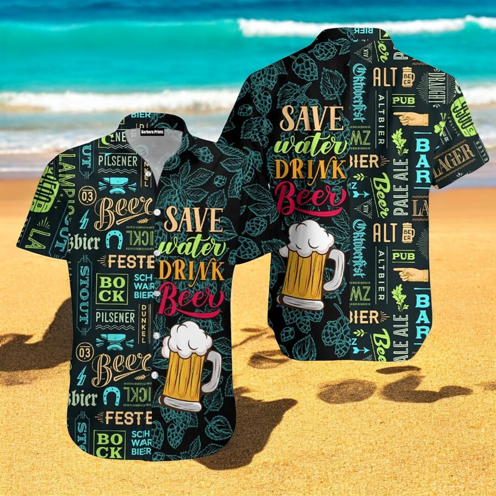 Beer Save Water Drink Beer Hawaiian Shirt For Men US Size Summer Style