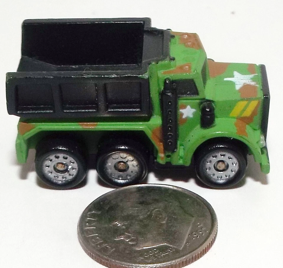 Small Micro Machine Military 6X6 Dump Truck in  Bright Green Camouflage - Image 2 of 3
