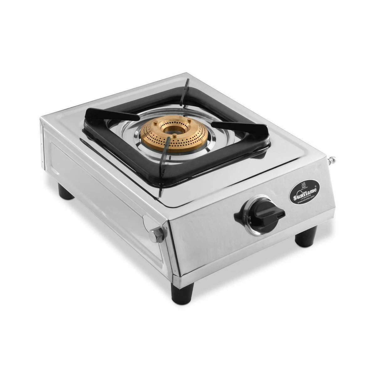 Sunflame Single Burner Stainless Steel Burner Gas Stove Manual Ignition Silver