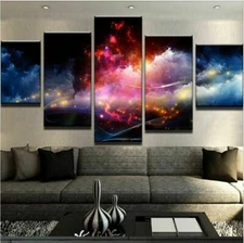 Abstract Color Smoky Art 5 Piece Canvas Print Wall Art Poster Home Decoration