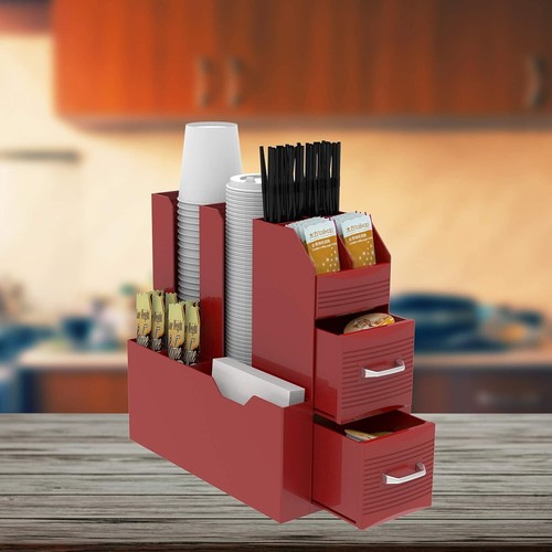 Kaffee Organizer Caddy ordentlich 9 Fächer 2 Schubladen für Kaffeepads Tee Zucker Tasse - Bild 7 von 19