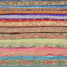 Sanskriti Vintage Saree Border Combo Assorted 10 YD Embroidered Craft Sari Lace
