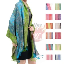 Women Pashmina Scarf Vintage Style Rainbow Luxury Paisley Pattern Wrap Shawl