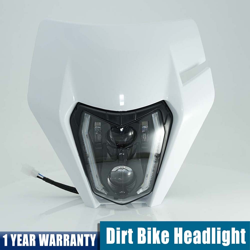 Dirt Bike White LED Headlight For Kawasaki Suzuki Yamaha KX250F KX
