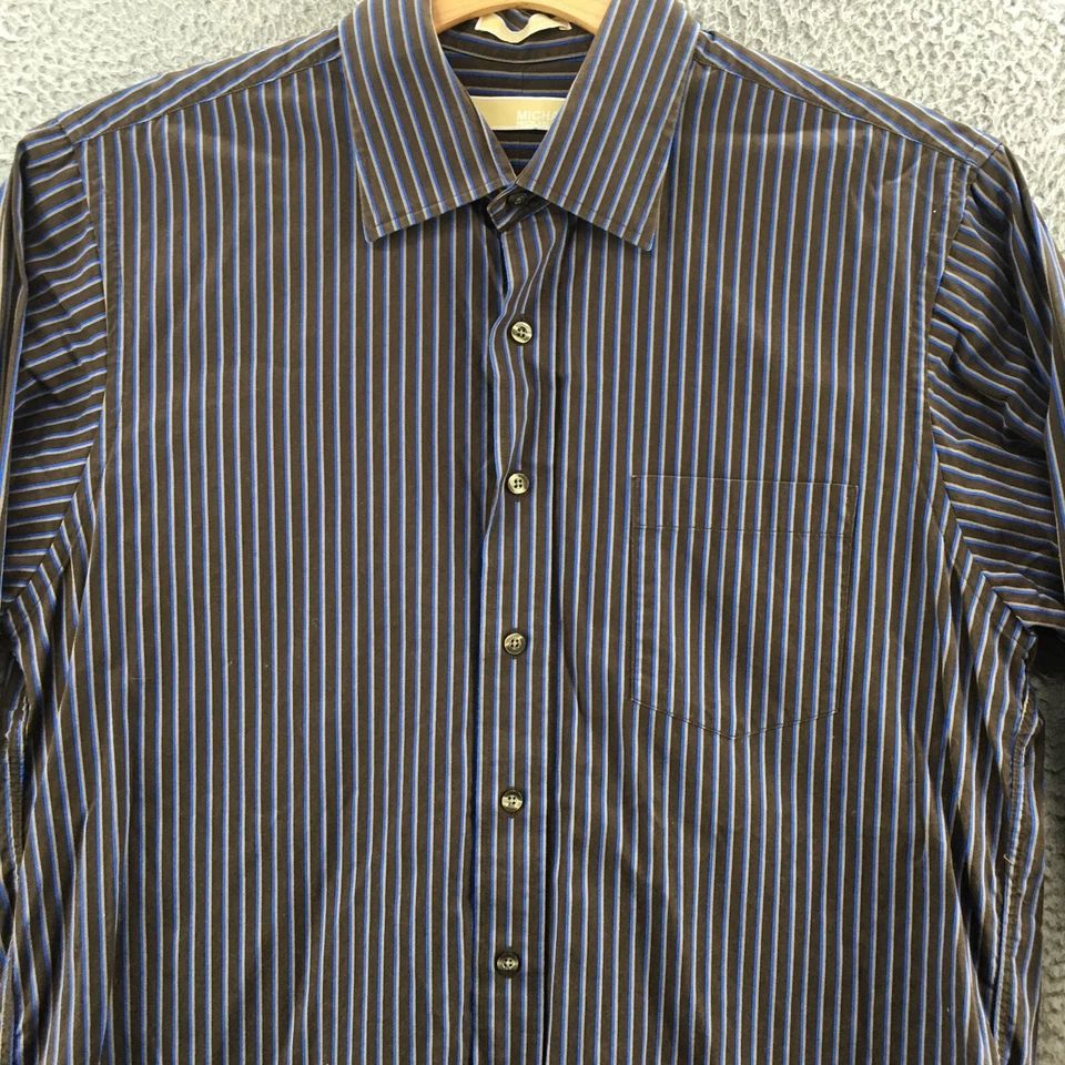 Camisa Michael Kors Manga Larga Para Hombre 17 Multicolor Algodón Rayas Botón Frontal Foto 2 de 4