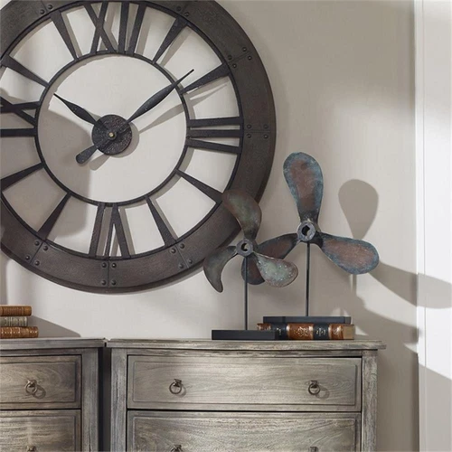 Uttermost Propellers Resin and Metal Sculptures in Green/Brown (Set of 2) - Picture 2 of 3