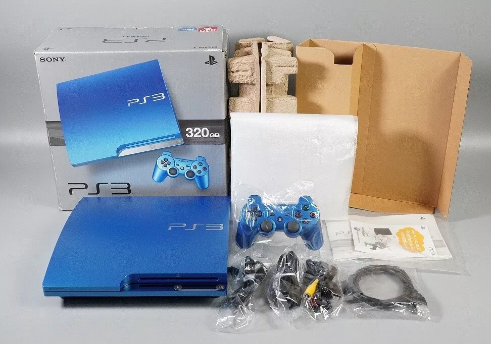 PS3 Splash Blue CECH 3000B 320GB Console Box Sony PlayStation 3