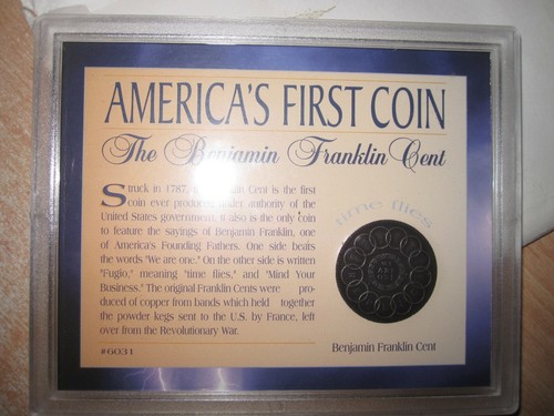 PIECE TRES RARE FUGIO CENT EN COFFRET AMERICA'S FIRST COIN LUCK PORTE BONHEUR - Picture 5 of 7