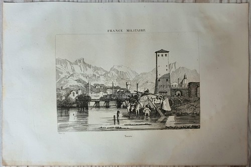 Lithograph Art Print Engraving Rhine Laybach Trente Militaire Antique