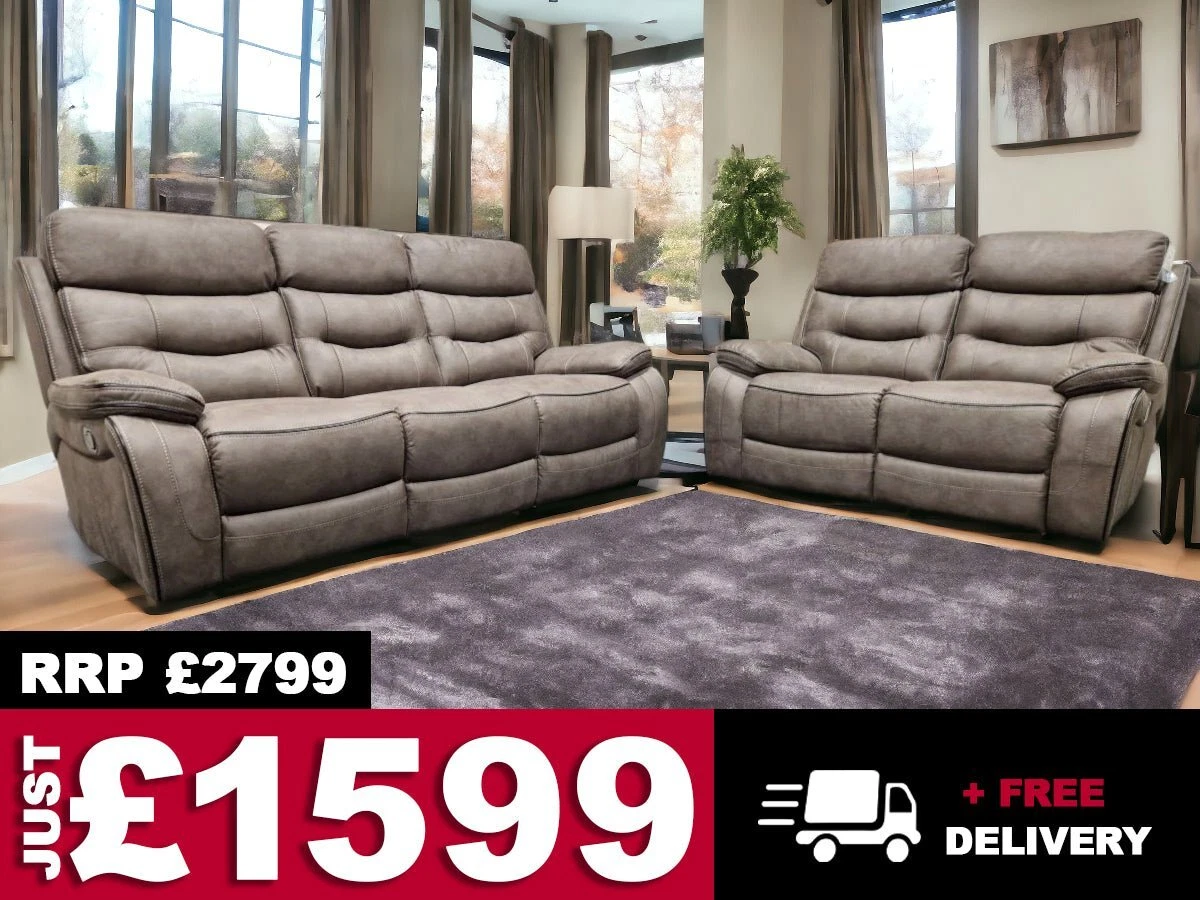 DFS Noah 3 Seater 2 Seater All Reclining Sofa Set Resilience