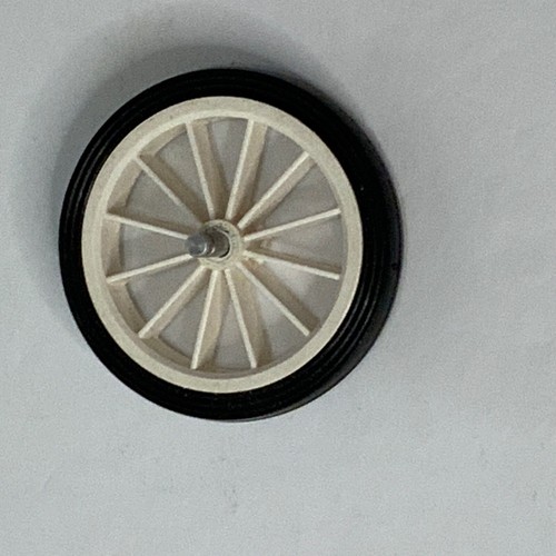 Lego Vintage White 12 Spoked Wheel With Smooth Tire & PIN - Part # 35c01 - Picture 2 of 2