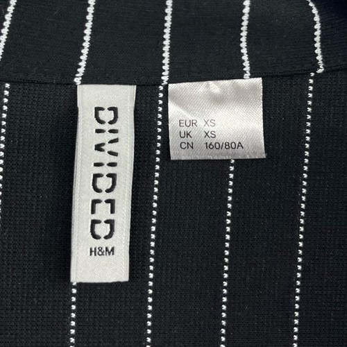 Divided by H&M Jacket Womens XS Black Striped Open Front Pockets Notched Lapel - Picture 10 of 11