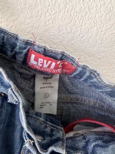 Levi Strauss Relaxed Straight Leg Adjustable Blue Jeans - Unisex Youth Size 6 - Picture 4 of 6