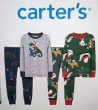 NWT CARTERS BOYS 4 PIECE CHRISTMAS SLEEPWEAR SET SIZE 3T/4T/5/6