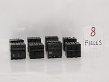  8 3-Pole Circuit Breakers, Assorted Amperages and Brands, See Photos