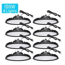 8 Pack 100W Led UFO High Bay Light Industrial Commercial Factory Warehouse Light