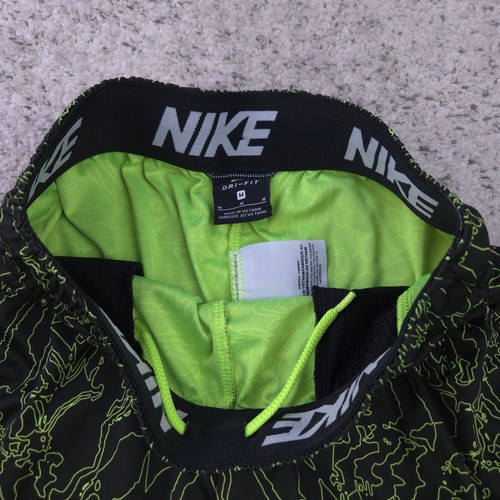 Nike Basketball Shorts Boys Medium Black Volt Logo Swoosh Elastic Waist Kids - Picture 3 of 9