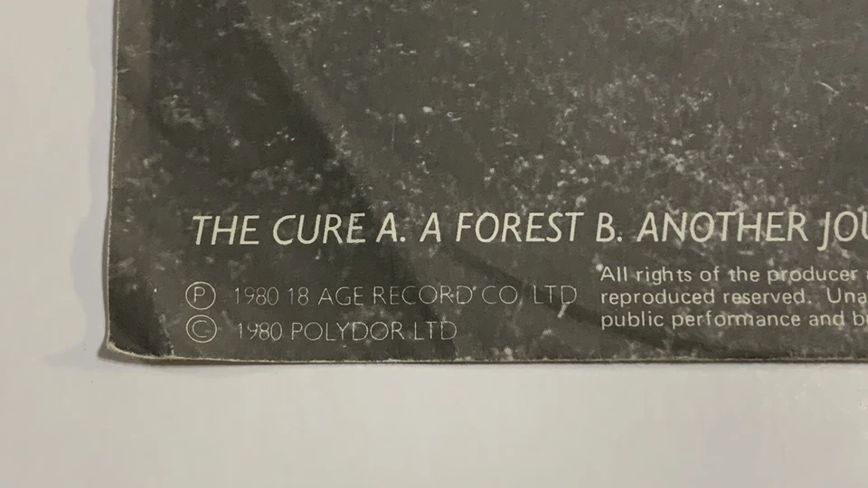 Rare The Cure A Forest Canadian 7” 45 Vinyl W/ Pic Sleeve Polygram 1980 PDS2098 - Image 3 of 4