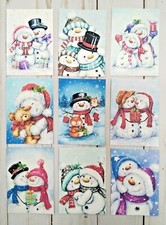 9 Snowman Handmade Pocket Letter Cards Scrapbooks Planners Junk Journals Crafts