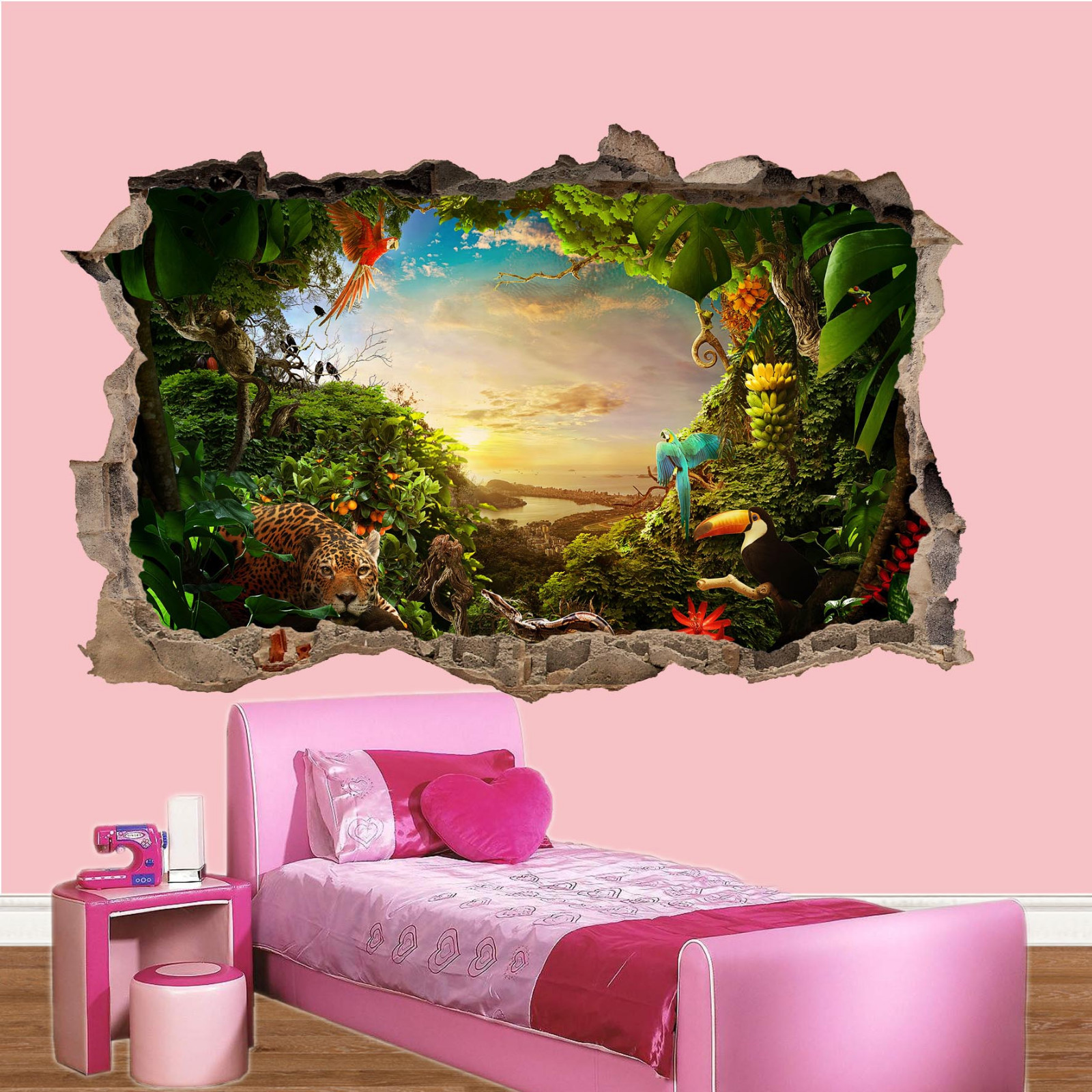 Jungle Animals Wall Stickers 3D Art Poster Decals Murals Kids Room