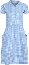 Ex Store Girls School Uniform Summer Dress Blue Gingham Pleated Check