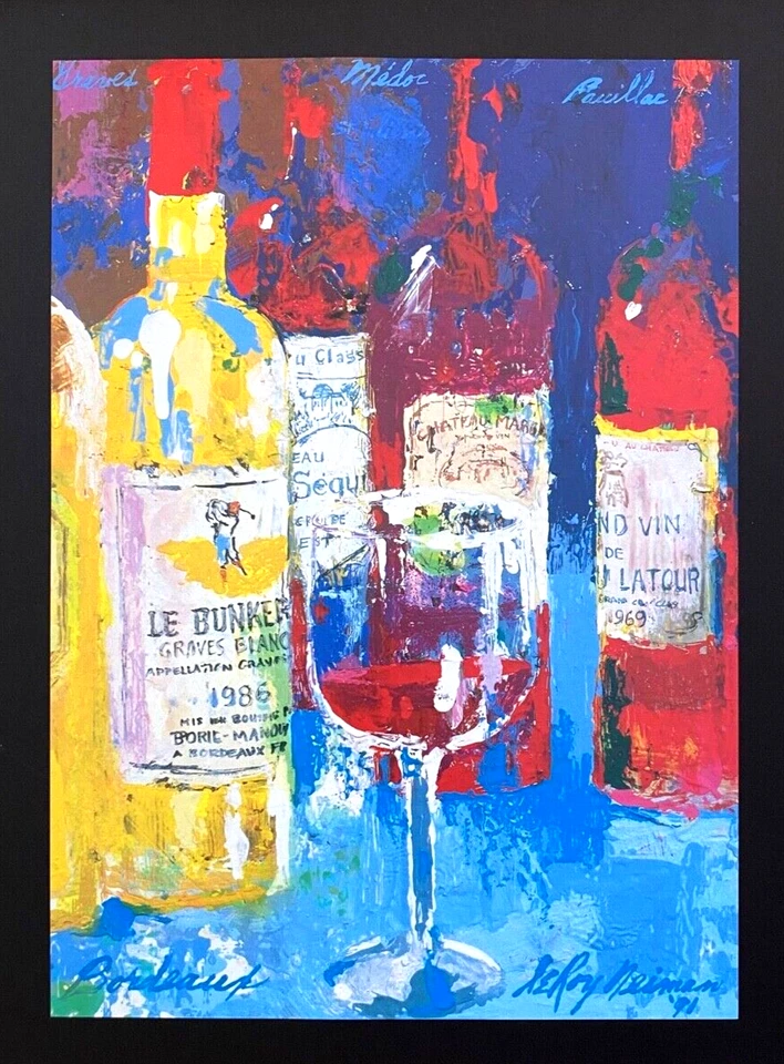 LEROY NEIMAN + VINOS BURDEOS + 1990 + IMPRESIÓN FIRMADA ENMARCADA 14X11 pulgadas Foto 2 de 3