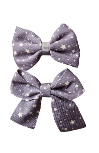 NEW 6cm Blue Star 100% Polyester Fabric Bows Hair 5cm Beak Clip Slide Fashion