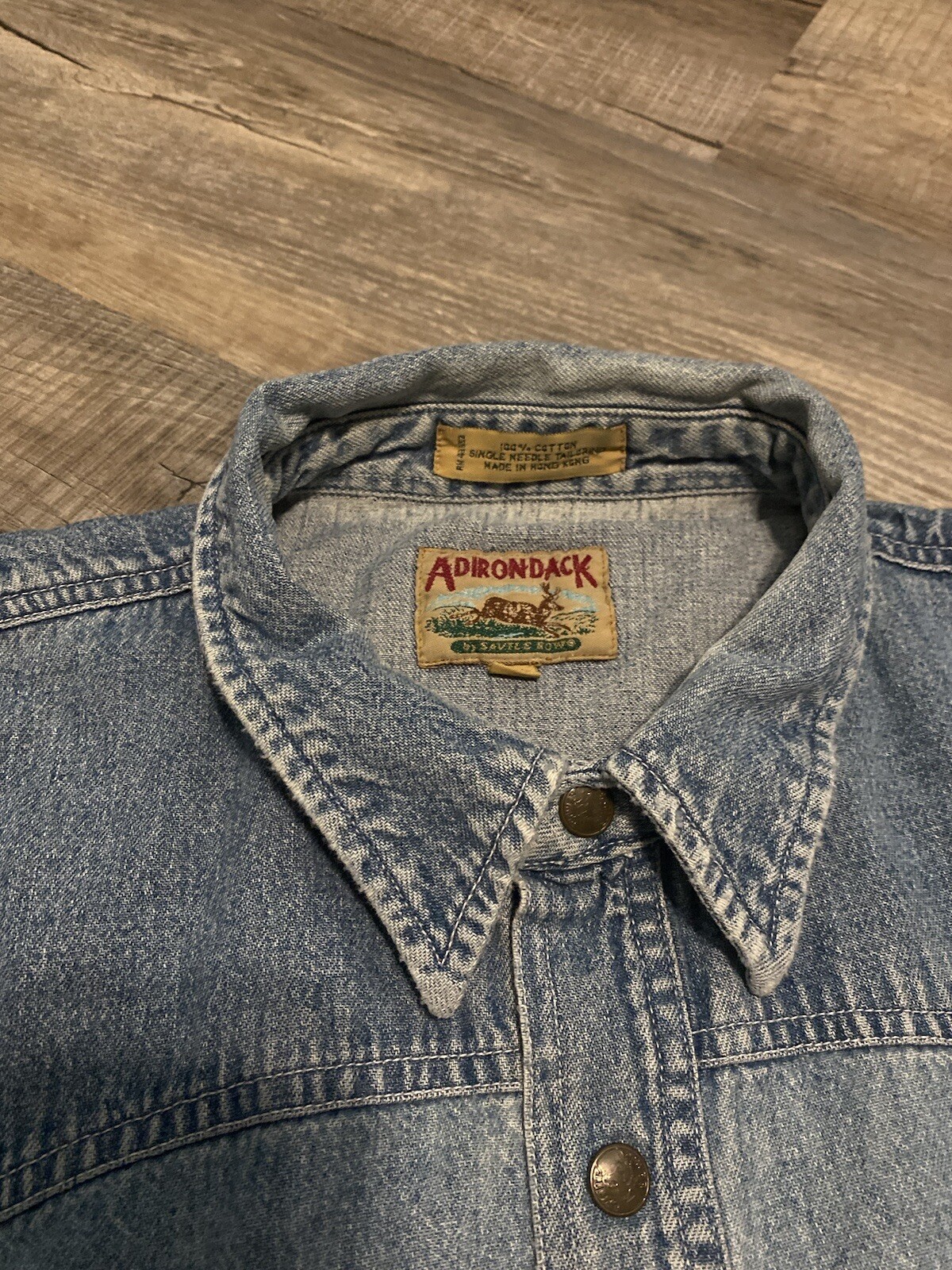 Adirondack Savile Fila Camicia Giacca Uomo Grande Denim Bottone Snap On Vintage Y2K