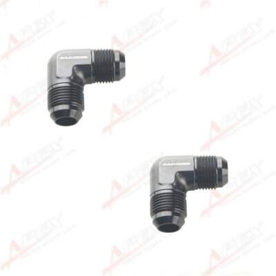 US 2PCS -10AN Male To AN10 Male 90 Degree Fuel Fitting Adapter Aluminum Black