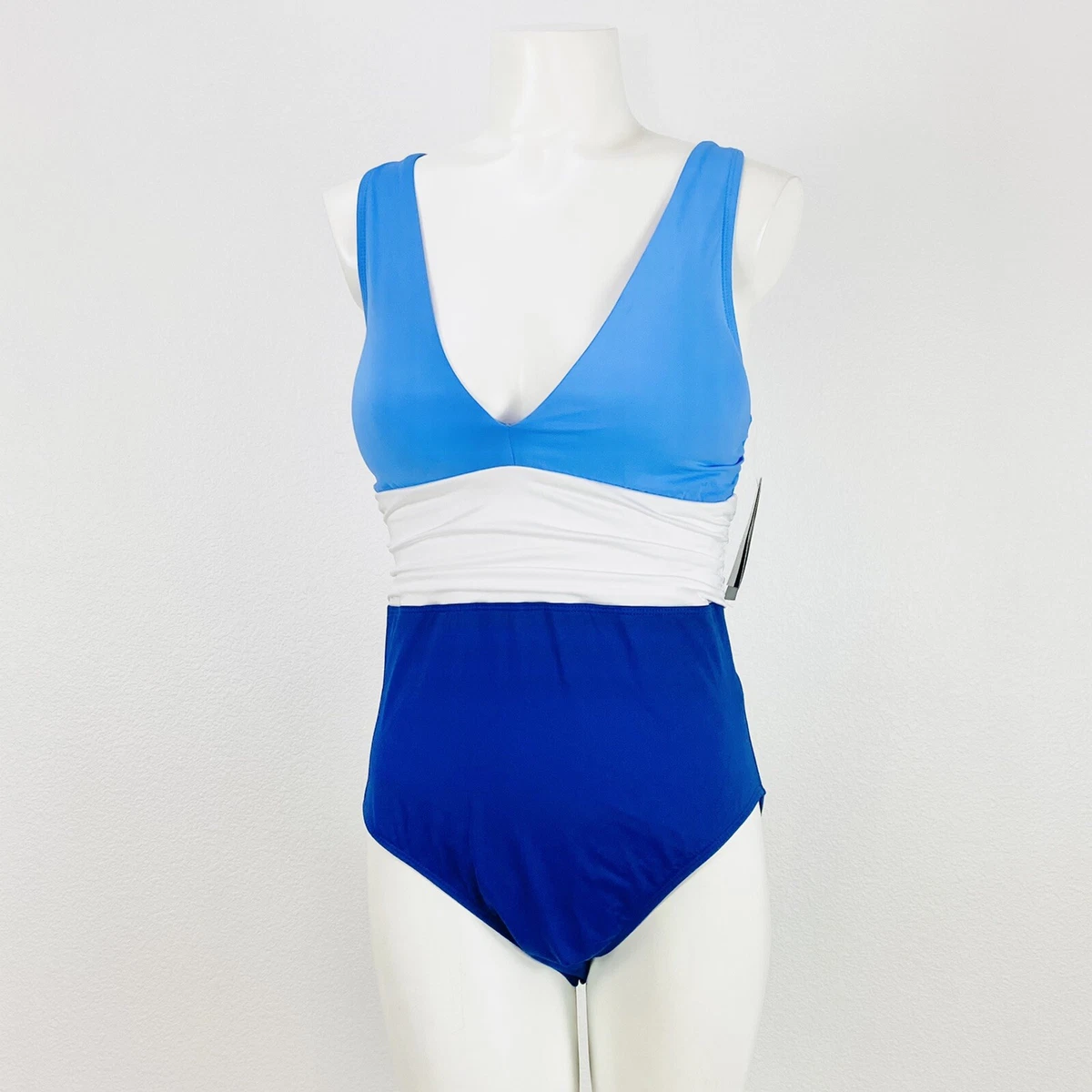 Ralph Lauren Slimming Color Block Twist Swimsuit Tummy Control Sz 10 NEW