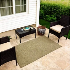 Koeckritz Tweed Premium Mossy Bark Indoor Outdoor Turf Rug for Patios & Decks