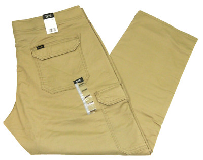 Men's Cargo Pants NEW Lee Oscar Khaki Straight Fit Tag 40x30 measured Size 40x29