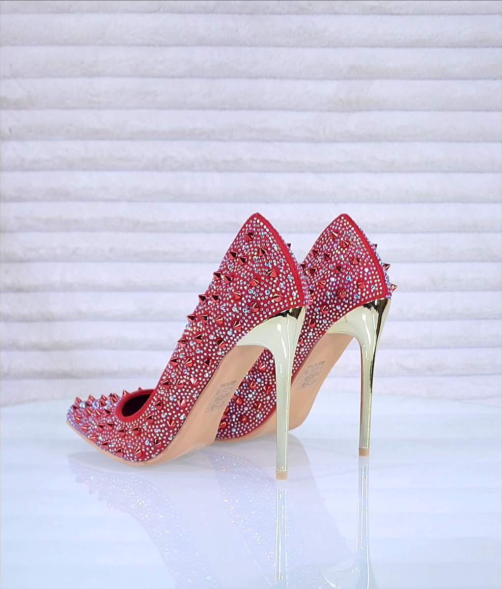 Wicked Sexy Spike Stud Iridescent Rhinestone High Heel Pump