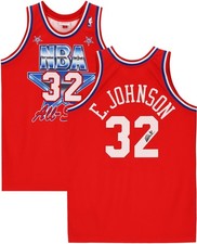 Magic Johnson LA Lakers Signed Red M&N 1981 All-Star Game Authentic Jersey