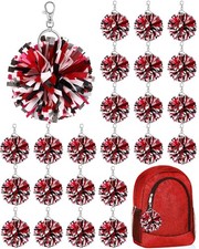 20 Pcs Cheer Pom Pom Keychain Cheerleader Gifts Cheerleading Keyring Charm Fo...