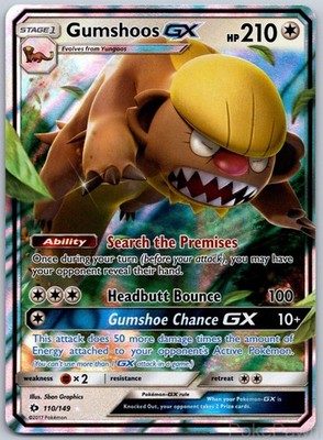 Gumshoos GX 110/149 Holo Ultra Rare SM Base Set Pokemon Near Mint