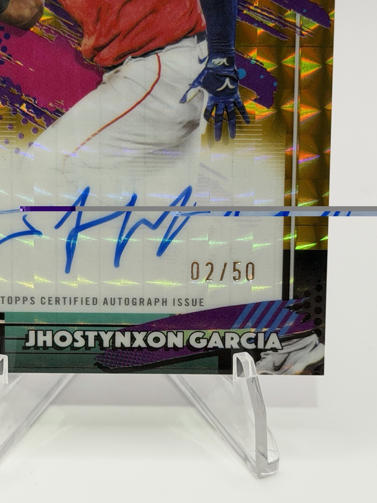 2026 Topps Finest Jhostynxon Garcia GOLD Geometric Refractor /50 Red Sox RC view 2