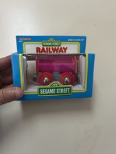 New 1995 Tootsie Toy Sesame Street Hardwood Rail Car Brio Compatible Pink Train