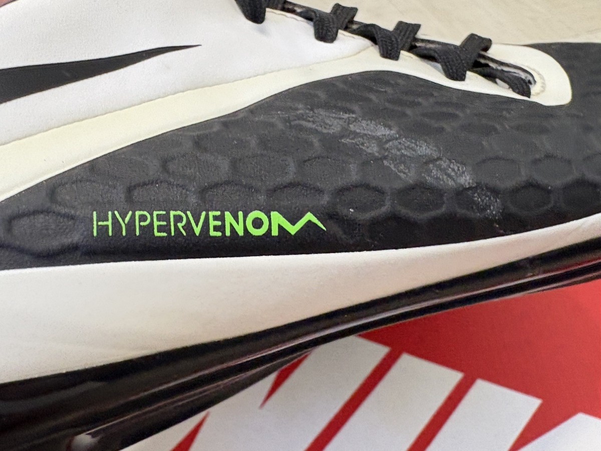 NIKE HYPERVENOM PHELON FG BLACK/NEO LIME/WHITE/METALLIC SILVER Sz 12 599730 031 Nike Hypervenom Phelon FG Black/Neo Lime/White/Metallic Silver main image 4