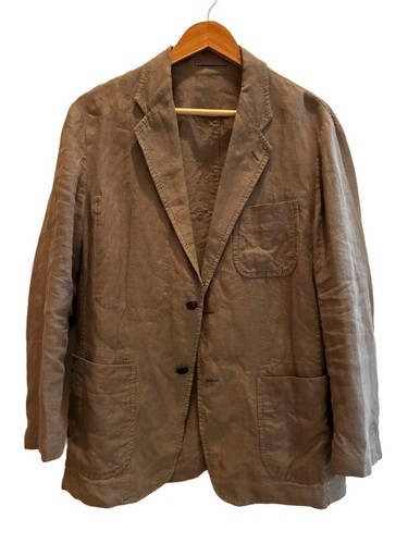 Issey Miyake, ISSEY MIYAKE Stitch Linen Jacket Khaki S 90s Vintage Stylish slim fit
