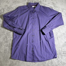 Eton Contemporary Purple Stripe Long Sleeve Button Down Dress Shirt 17.5 44 XL
