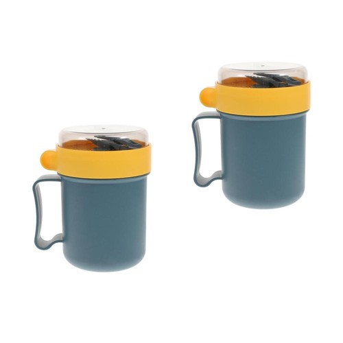 2 Pcs Breakfast Cup Microwave Soup Mug with Spoon Office Sealed Microwavable - Picture 11 of 12